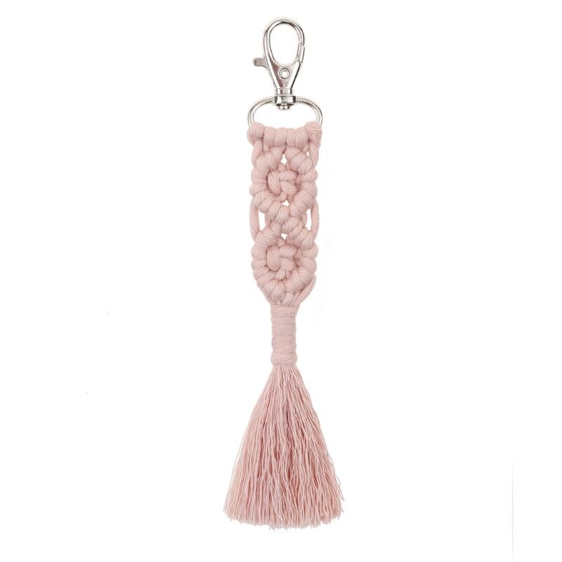 Kvast nøgleringe til kvinder børn boho nøgleholder nøglering macrame taske charme bil hængende smykker legetøj til venner: 32