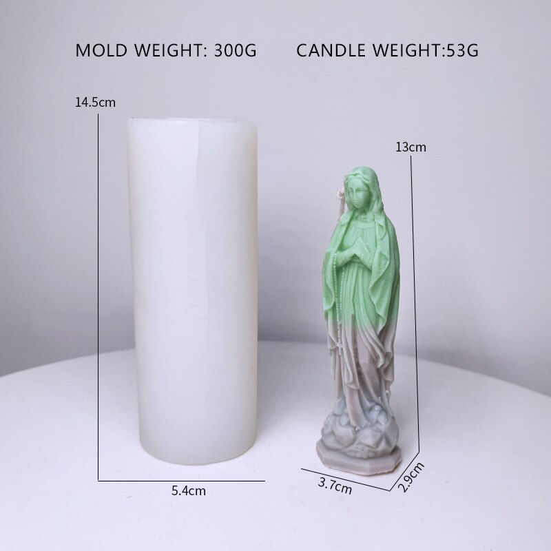 Virgin mary modell figur gips silikonform ljus aromaterapi harts gips porträtt välsignelse gör-det-själv heminredning silikonform: Rs1-1635