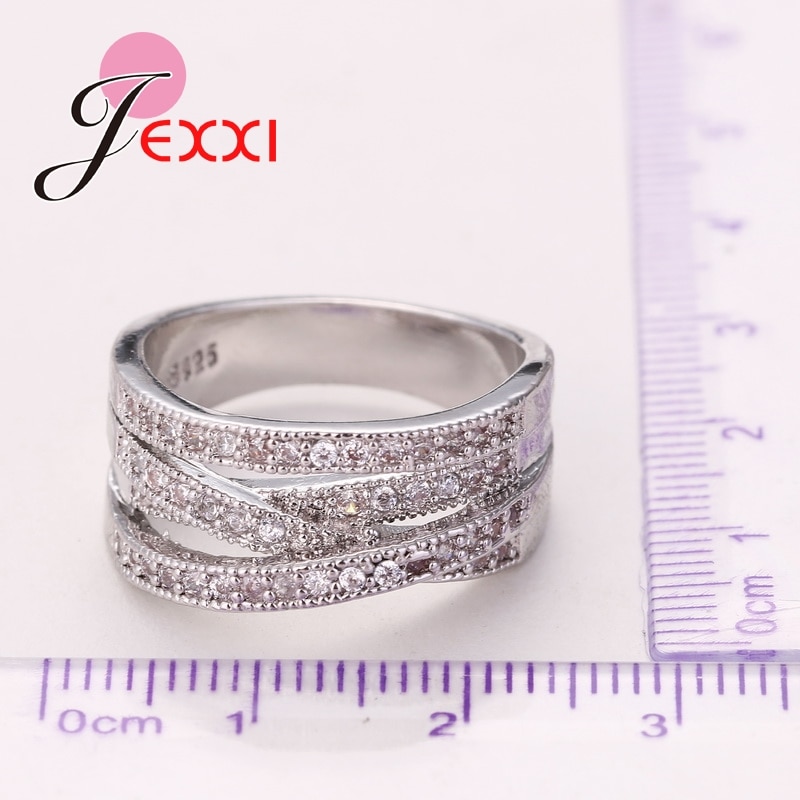 Topp med cubic zirconia berlock kors kvinnor ringar 925 sterling silver smycken för kvinnor
