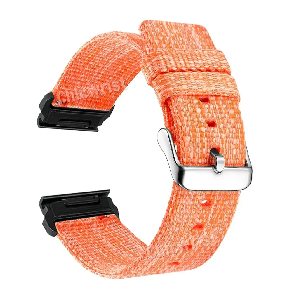 26mm 22mm nylon klokkereim til garmin watch fenix 8 7x 6x 7 5 6 pro 5x tactix 7 pro armbånd stropp smartklokke erstatningsarmbånd: Sølvgul / 22mm
