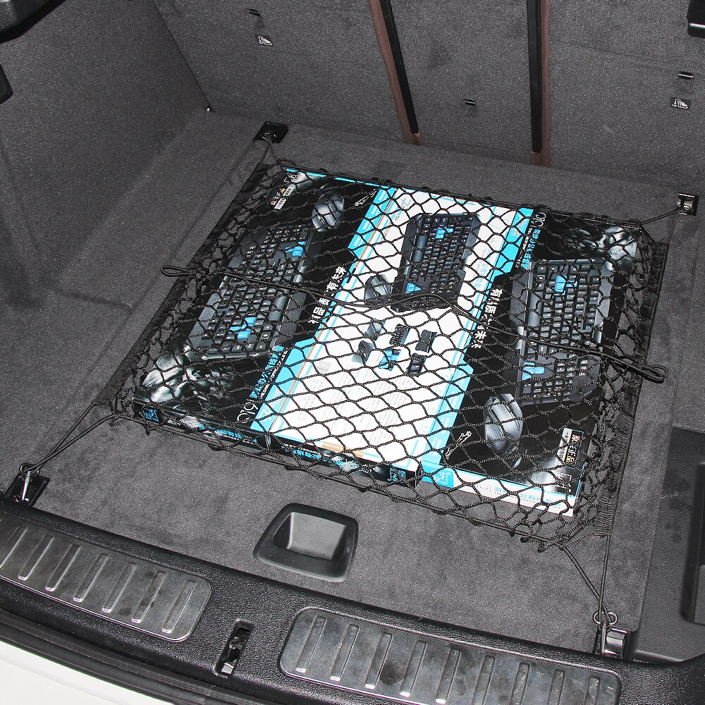 Redes elásticas de nailon para maletero de coche, red organizadora de almacenamiento de equipaje, con ganchos para camioneta, camioneta, SUV, MPV, 90x60 cm