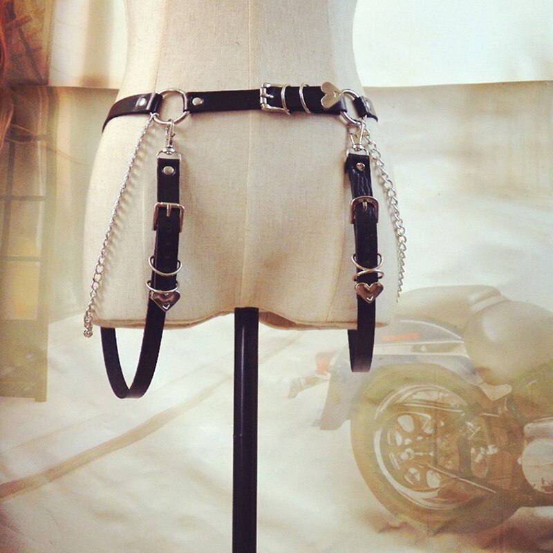 Liefde Hart Meisje Hiphop Ketting Riem Vrouwen Zoete Verstelbare Disco Dansen Riem Punk Stijl: gray