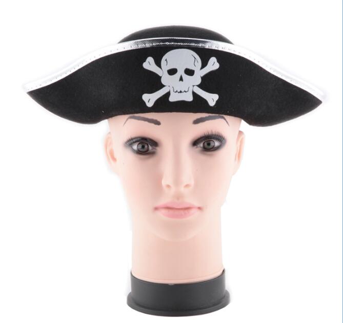 Sombrero de capitán pirata, gorro con de calavera y Crossbone, disfraz para vestido de lujo, de Halloween, poliéster 2022 Cos Prop