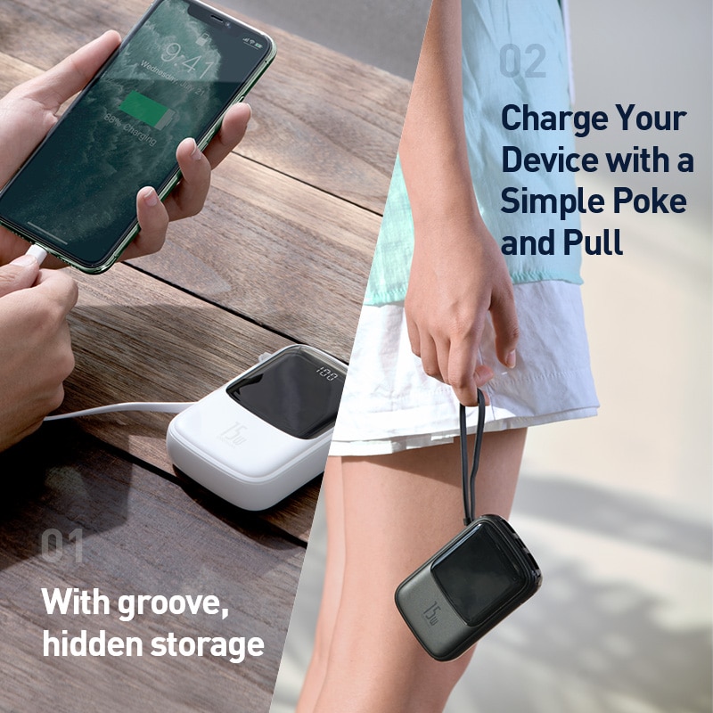Baseus carregador portátil mini 10000mah, power bank usb c pd, carregador portátil pequeno 10000, bateria externa para iphone 11 xiaomi mi samsung