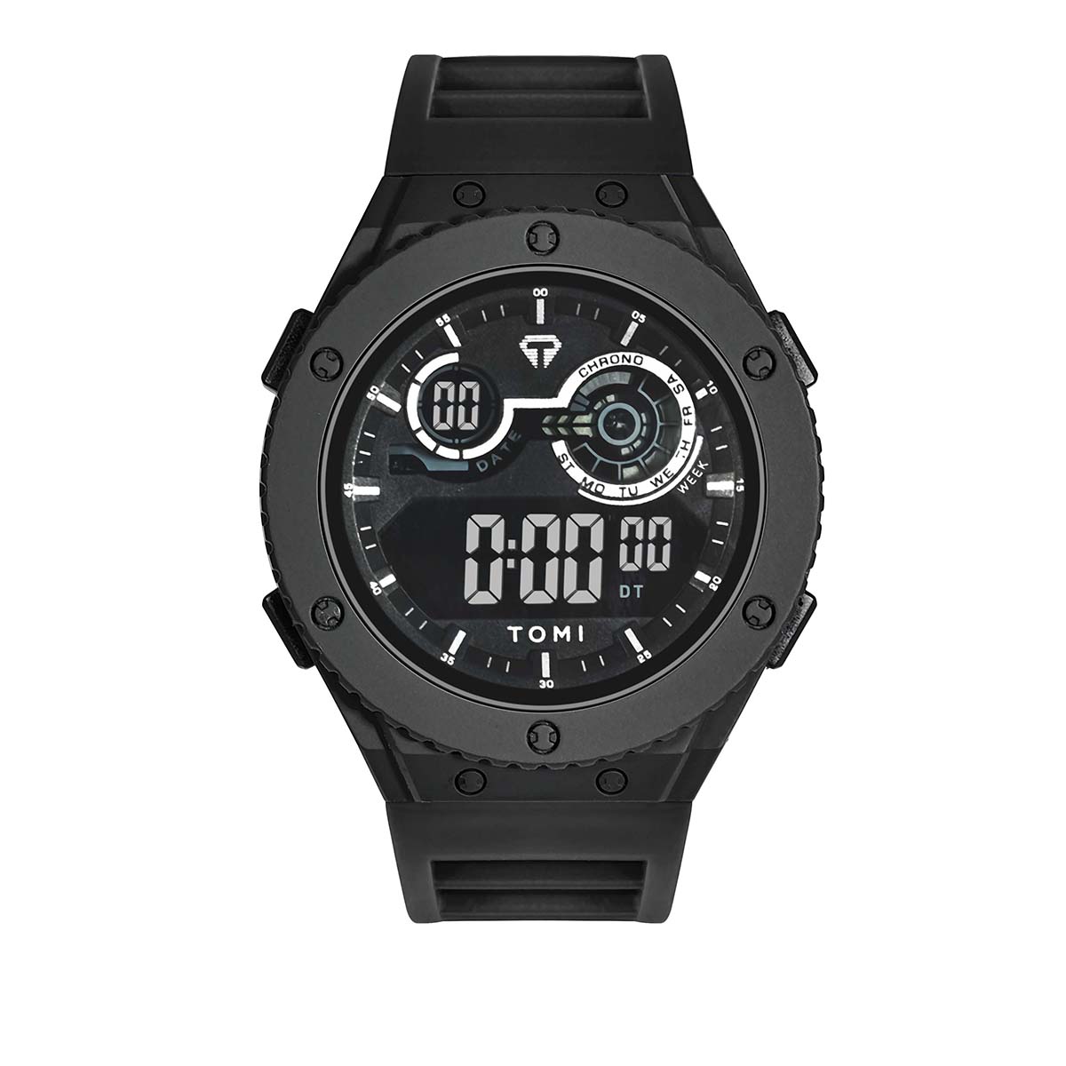 TOMI-reloj Digital luminoso LED para hombre, minimalista, resistente al agua hasta 30M, deportivo, con fecha, electrónico para estudiantes: Negro