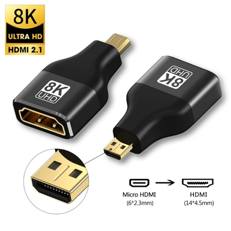 Mini HDMI Adapter 8K 60Hz 4K 120Hz Mini HDMI Male to HDMI 2.1 Female Converter For Laptop Graphics Card Micro HDMI Extension: GRAY