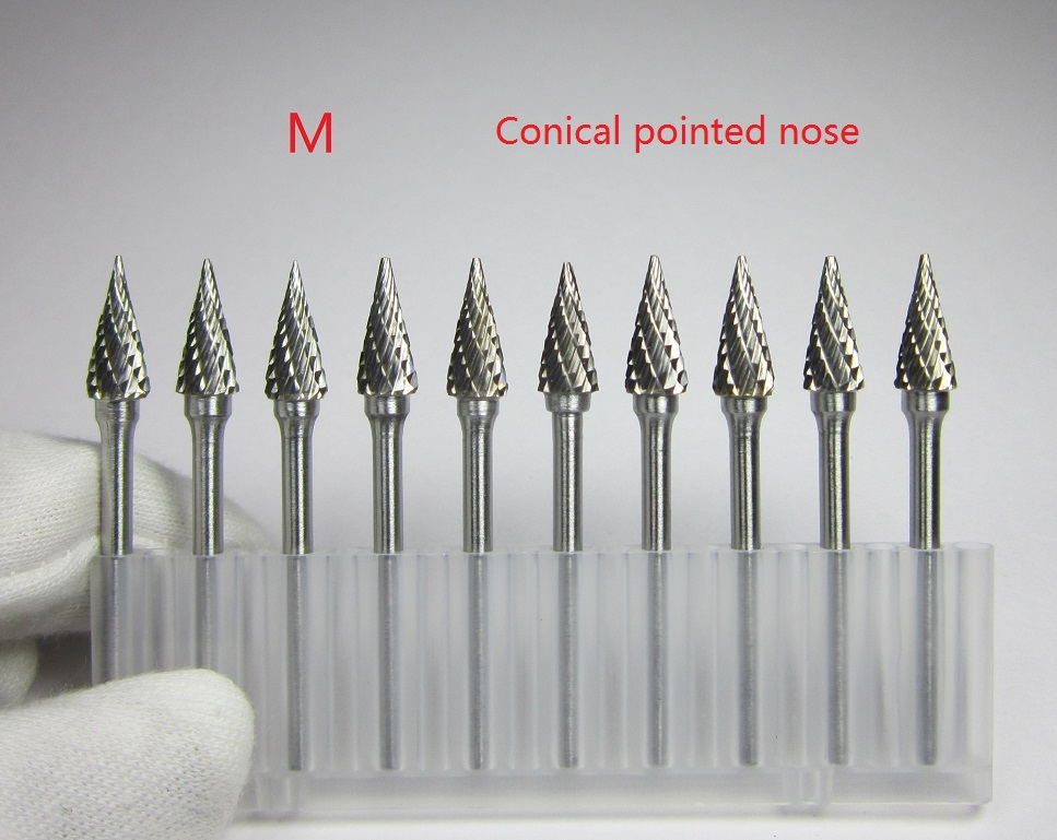 10 pièces tige 3mm tête 6mm carbure de tungstène fraises rotatives fichiers CNC moules accessoires pour le travail des métaux polissage meuleuse électrique: M shape