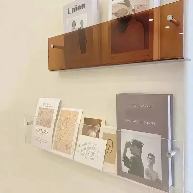 Estante de almacenamiento de revistas para decoración de pared de acrílico transparente INS, libro de imágenes para niños, periódicos, registros, Shef montado en la pared, 1 Uds.