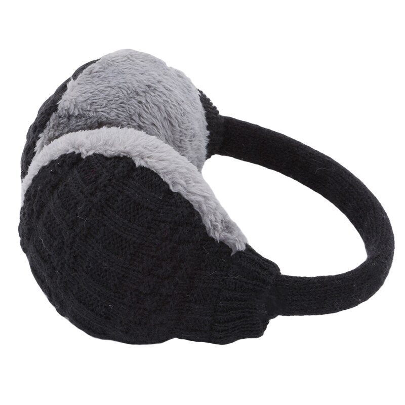Calentadores de orejas de felpa para mujer, orejeras cálidas de punto para invierno, Protector de orejas,: Black