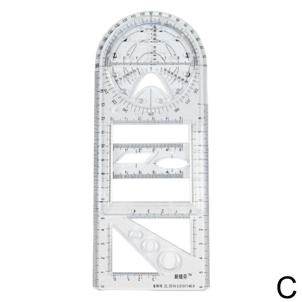 Multifunctional Geometric Ruler Geometric Drawing Template Measuring Tool For School Office Architecture Supply Rulers U2y6: C