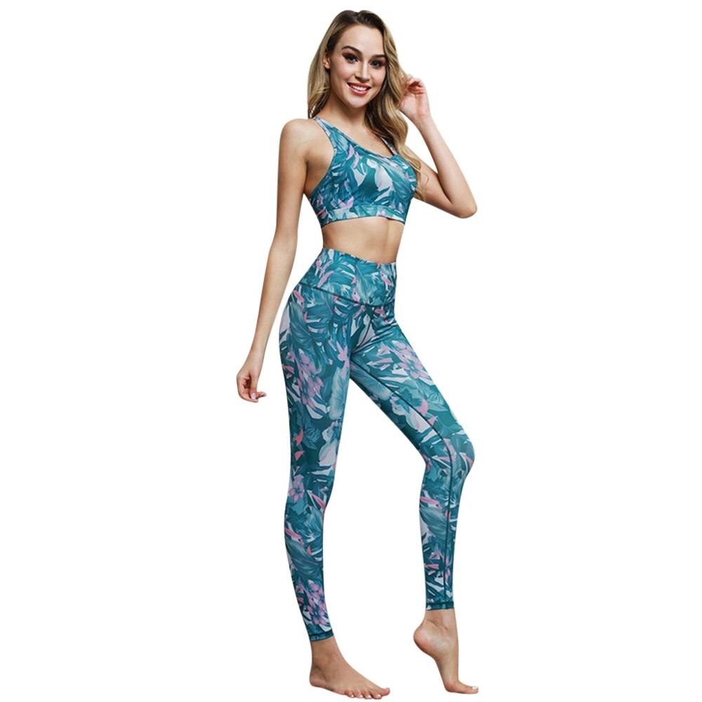Yogaset gymset graffiti print sport 2 -delige set gymset dames workout sportkleding leggings dames fitness sportkleding dames: B / S