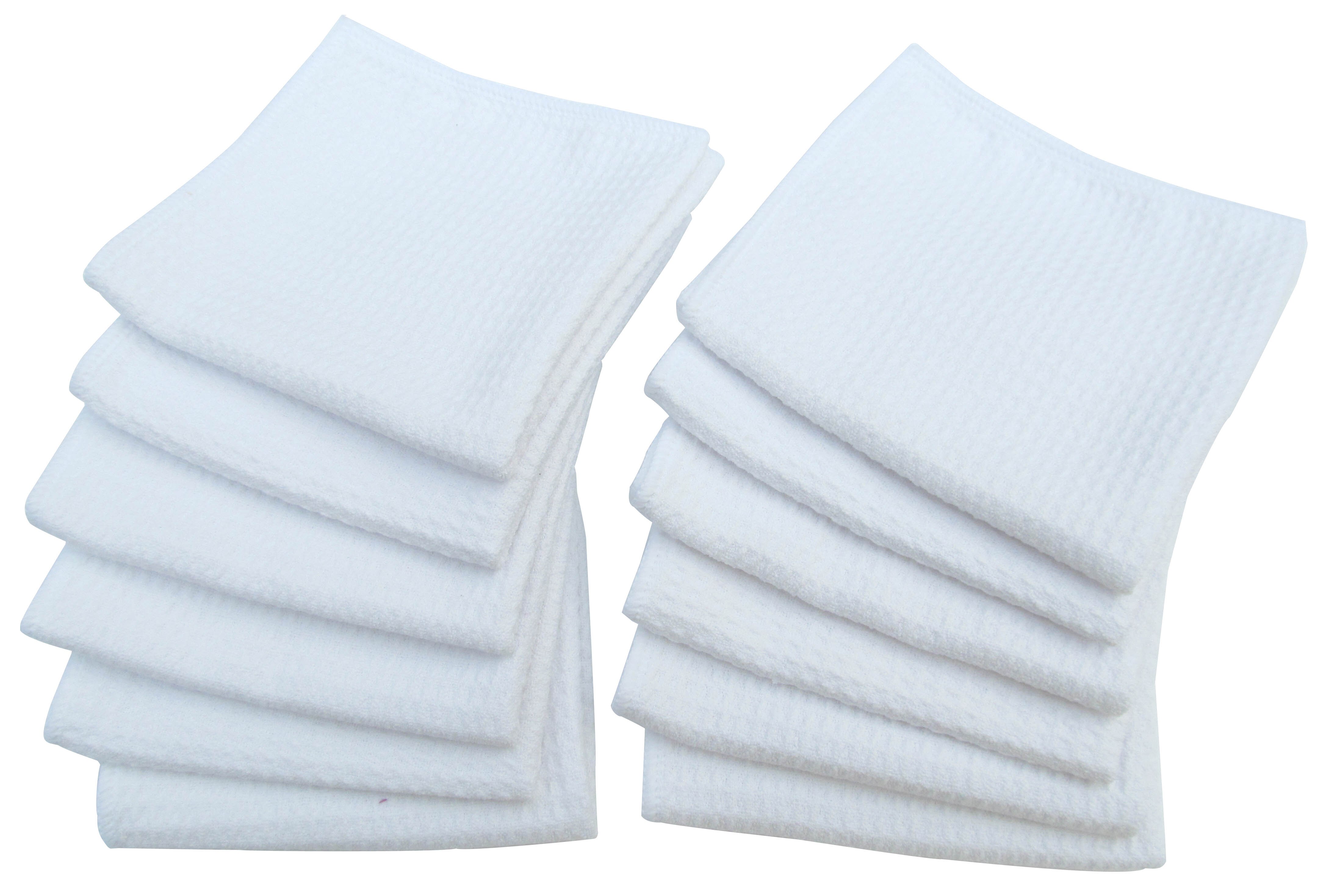 10pcs 11Inx12In Microfiber Kitchen Waffle Weave Dish Cloths Bulk Rags Dish Cleaning Cloths Scrubbing Wash Cloths Sets White