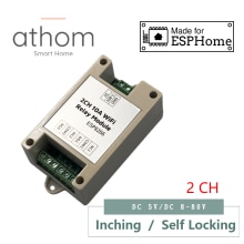 ATHOM ESPHome 2CH WiFi Relay Module Inching Switch Self-locking Entry Access Gate Control DC 5V 12V 8V-80V