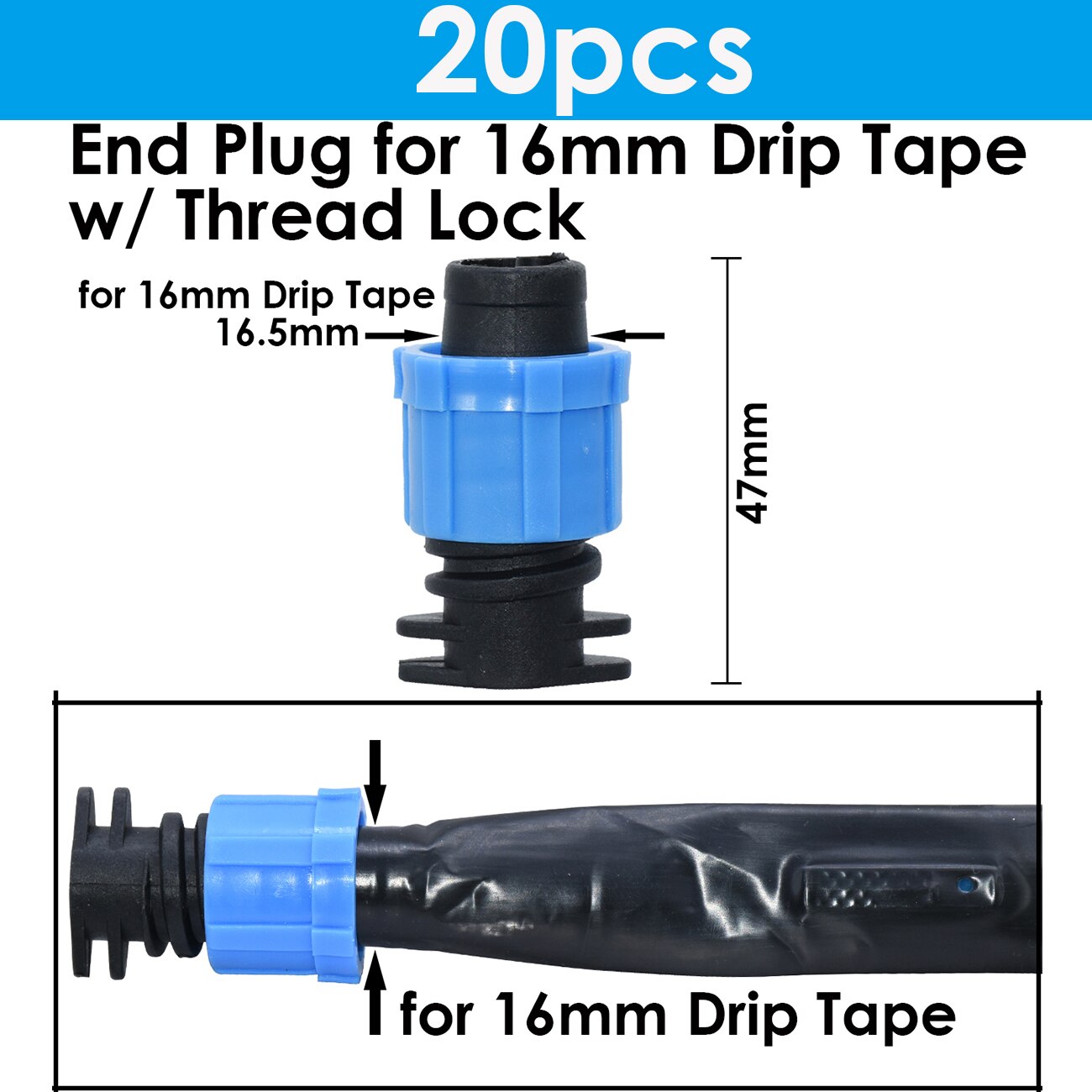 KESLA Garten 16mm 5/8&#39;&#39; Bewässerung Tropf Band Abschaltung Ventil Bewässerung Rohr Schlauch Gelenke Ellenbogen Tee Ende Stecker gewinde sperren Anschluss: KSL01-134-20Stck