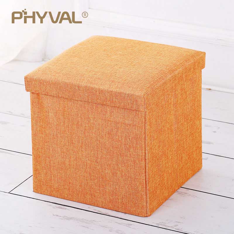 Opbevaring skammel foldestole skift sko bænk fodskammel multifunktion firkantet lille møbler opbevaringsboks boligindretning stol: Orange