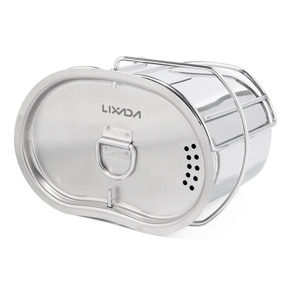Lixada Stainless Steel Canteen Cup With Foldable Handle And Lid For Outdoor Camping Hiking Backpacking Picnic 2022 Fast Ship