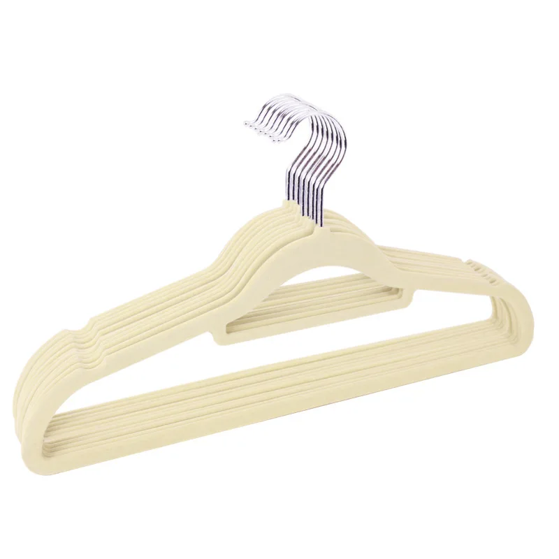 Kleider Mantel Samt KleiderbüGel rutsch feste Luxus beflockte Hosen Felsen Aufbewahrung erschüttert KleiderbüGel Schrank KleiderbüGel für Erwachsene: XXL / Beige