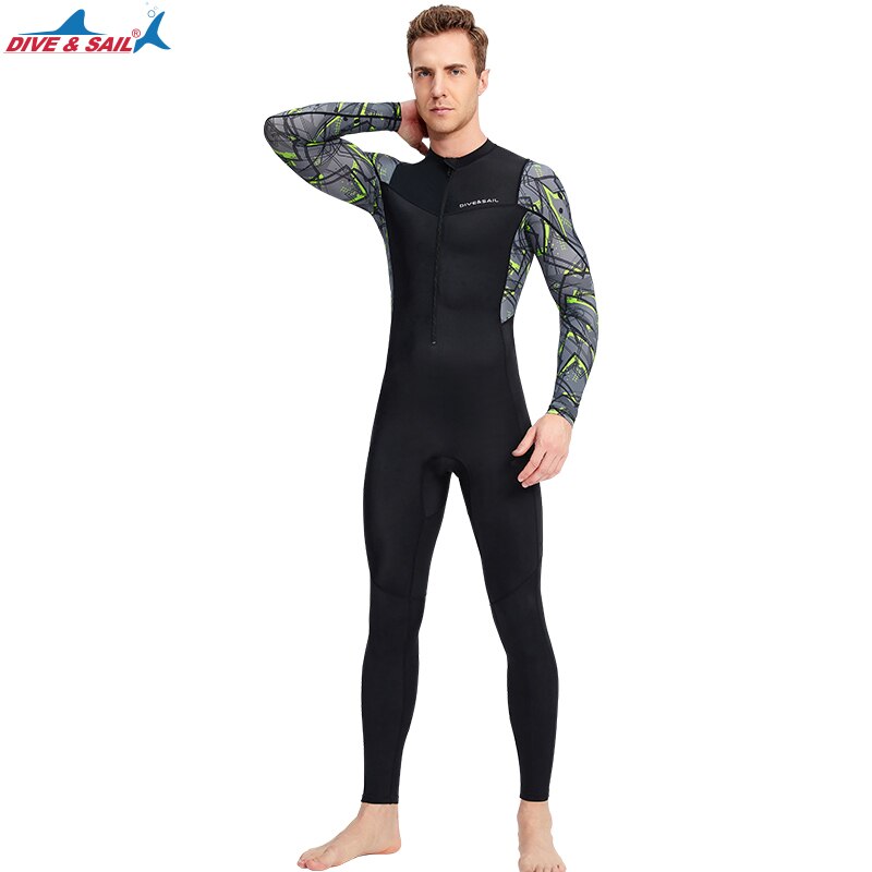 Men&#39;s Full Body Wetsuit Surfing Diing Suit Scuba Dive Skin Rash Guard One Piece Long Sleee Front Zip Quick Dry Sunsuit UPF50+