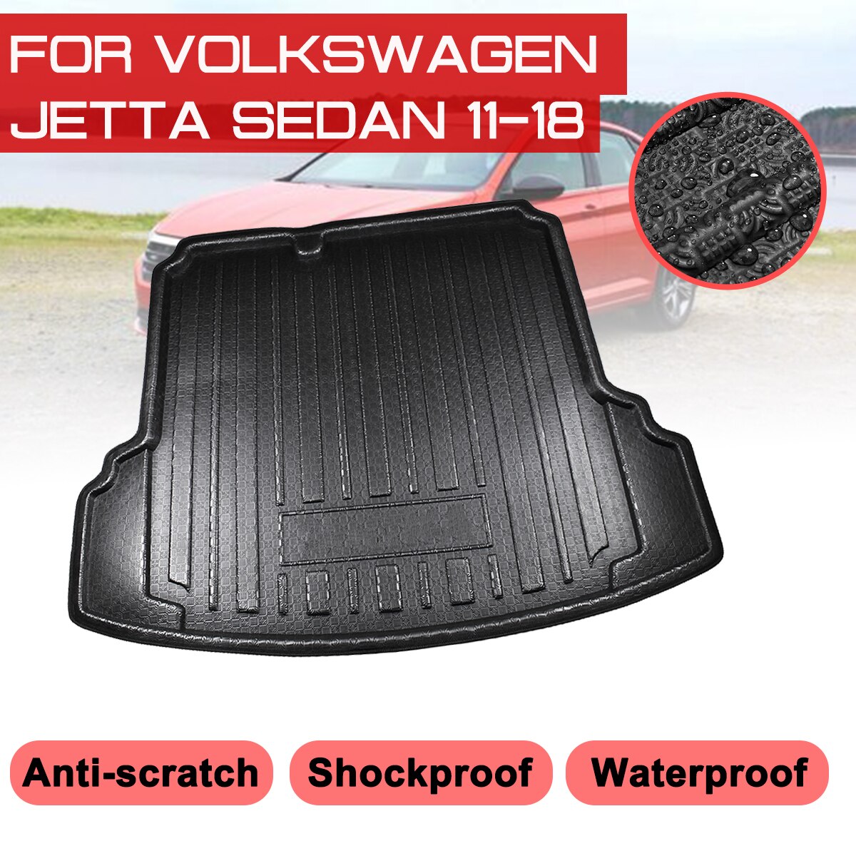 Car Floor Mat Carpet For Volkswagen Jetta Sedan Rear Trunk Anti-mud Cover