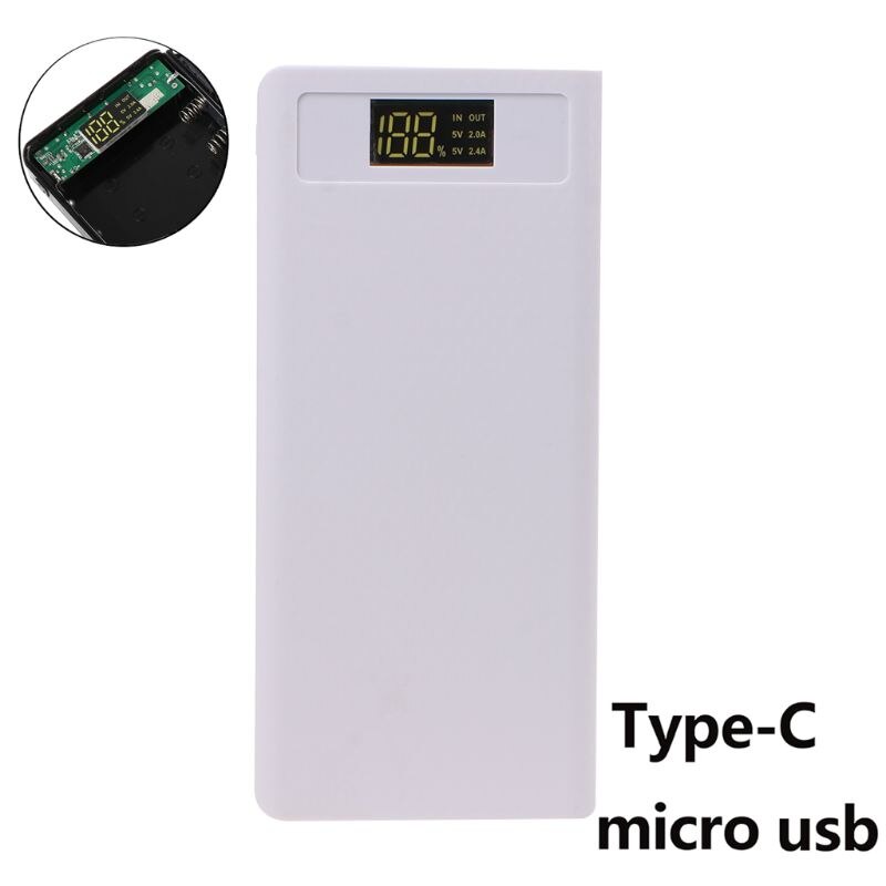 Dual USB LED Light 8x 18650 Battery DIY Power Bank Box Holder For Mobile Phone