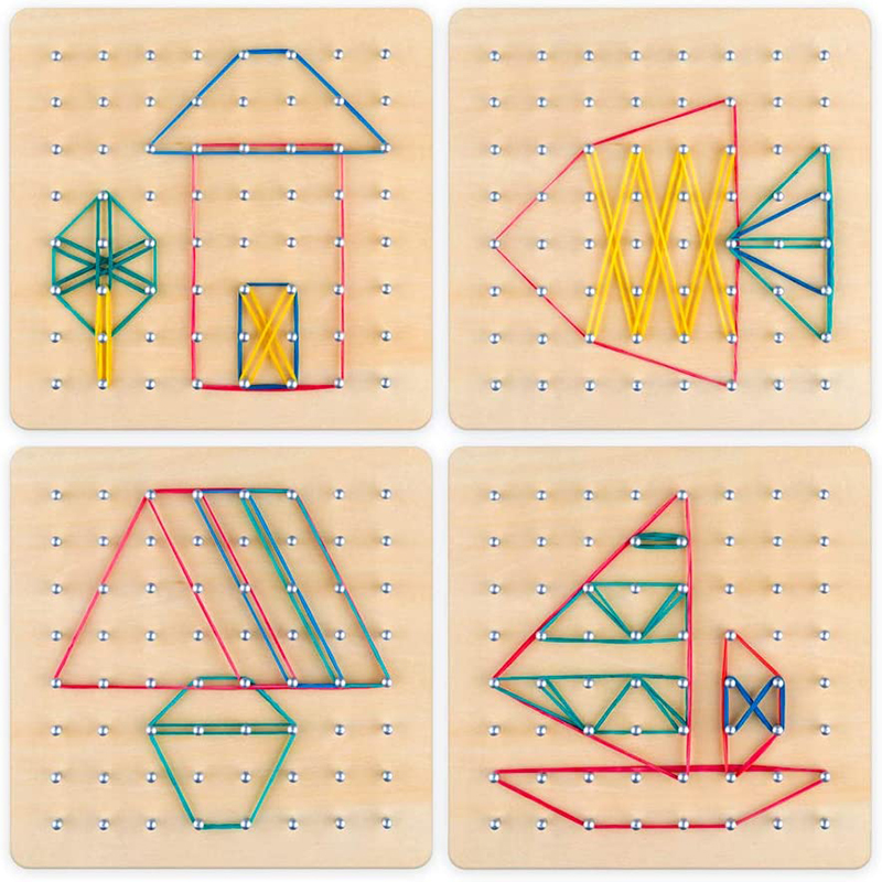 Lernspielzeug aus holz, geobrett, mathematisches manipulationsmaterial, array-block-geobrett, grafisch mit musterkarten
