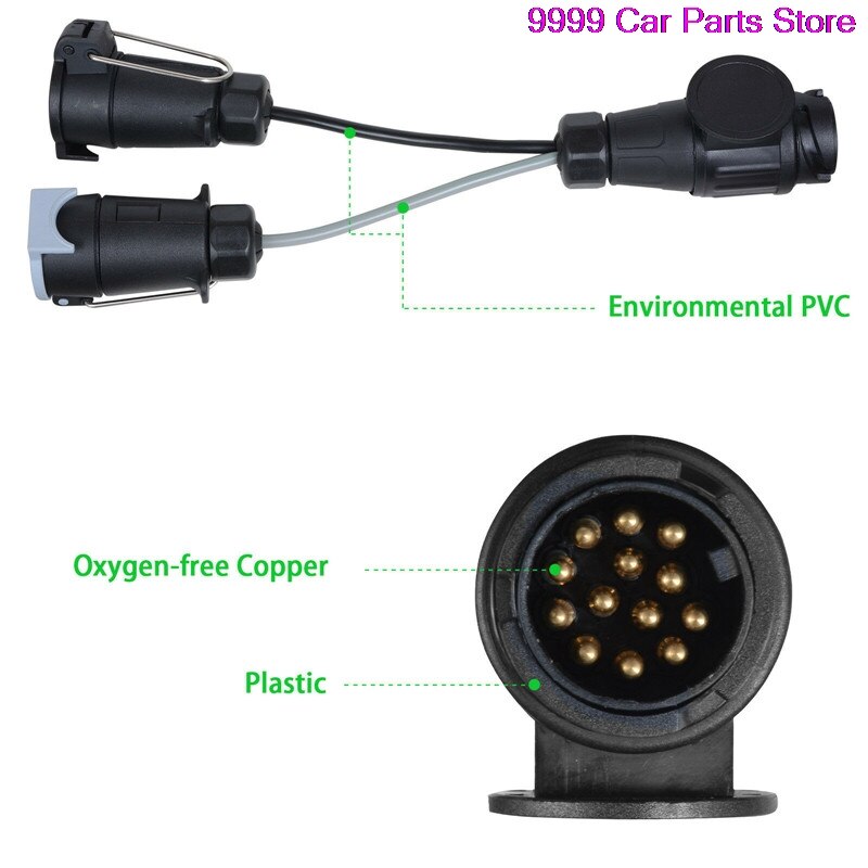 Extension Towing Socket Plug Trailer 13-pin To 7-pin Adapter Tow Bars