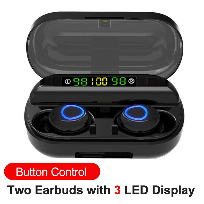 Draadloze Hoofdtelefoon Bluetooth 5.0 Tws Draadloze Bluetooth Koptelefoon Led Sport Waterdichte Oordopjes Met Microfoon Noise Cancelling Headset: type 2 with 3 LED