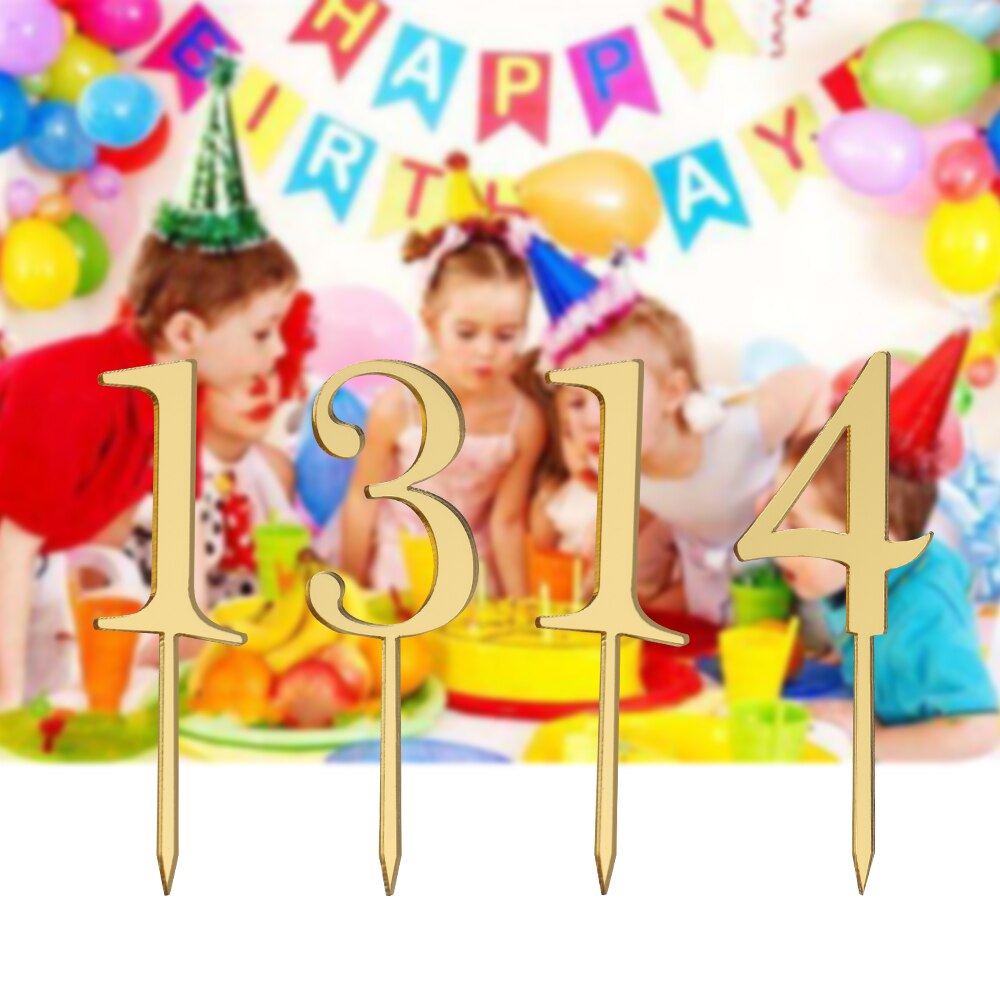 6 stk/sæt guld nummer 0 1 2 3 4 5 6 7 8 9 fødselsdagskage topper akryl gylden børn fødselsdag jubilæum fest dekoration
