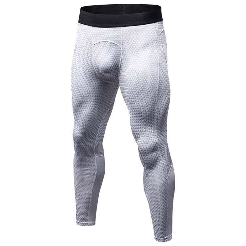 Pantalones deportivos con estampado 3D para hombre, mallas ajustadas de secado rápido, para entrenamiento de compresión, con cintura elástica: Blanco / XL