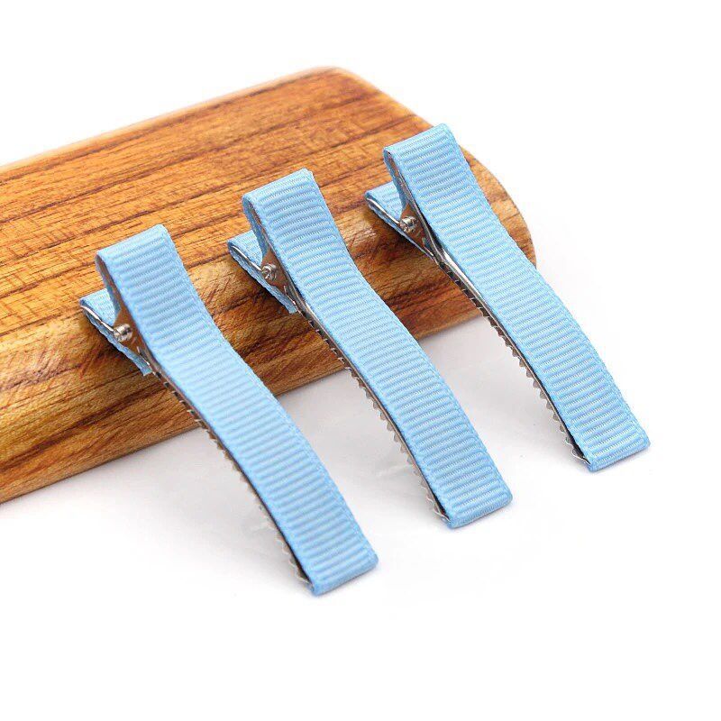 20 sztuk/partia 5cm ryps wstążka pokryte pokryte aligator spinki do włosów podwójne Prong szpilka baza dla DIY dziewczyny dziecko dzieci łuki szpilka: Light blue