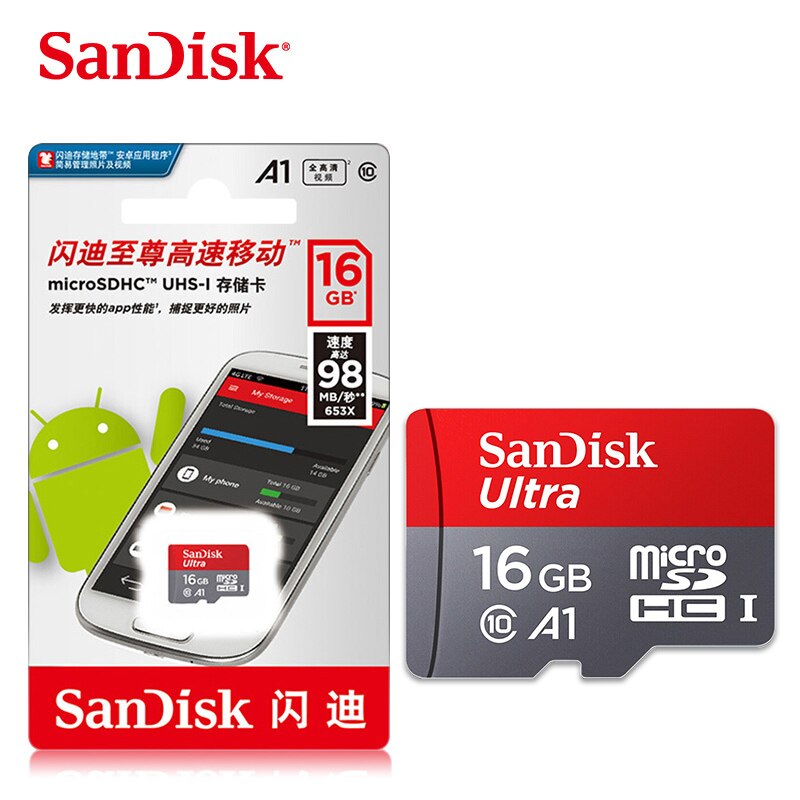 SanDisk A1 karta Micro SD 200GB 256GB karta pamięci fiszki klasy 10 128GB karta 32GB TF 64G micro sd 16GB karta microsd sd: 16 gb