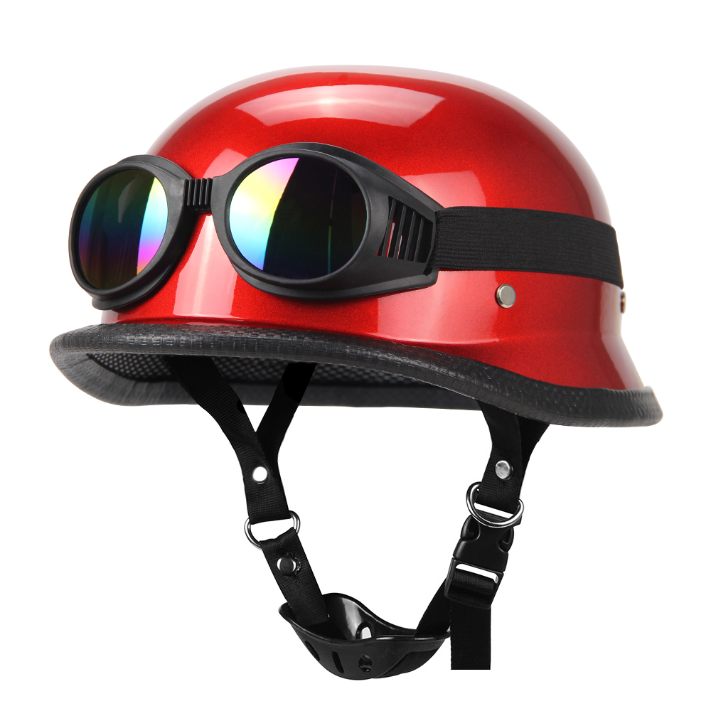 Motor halve helm Duits lederen vintage helm Casco Moto motorfiets open helm Biker Pilot DOT-certificering S-XXL