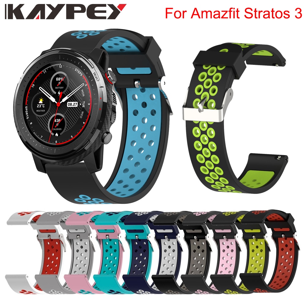 22mm Replacement Sport Silicone Watch Strap for Xiaomi Huami Amazfit Stratos 3 2/2s band bracelet wrist band watch accessories