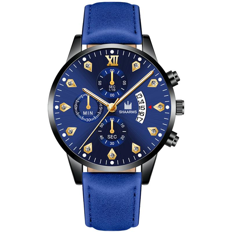 SHAARMS hommes montre bracelet en cuir Quartz montre-bracelet Date horloge Sport montres Relogio Masculino: P