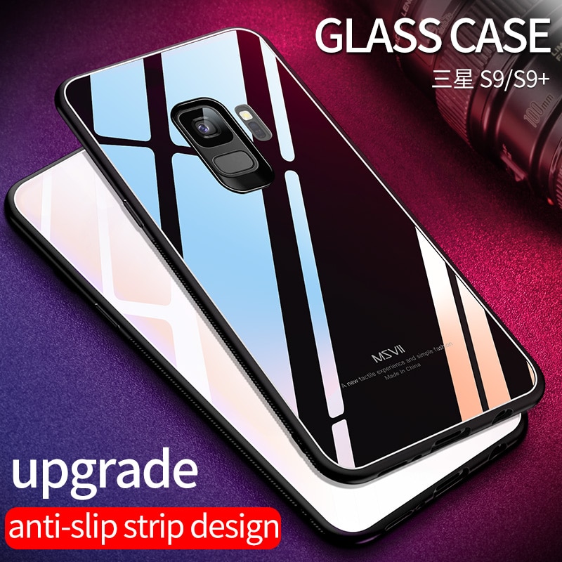 msvii Luxury Tempered Glass Case For Samsung S9 Case Slim Mirro Back Cover For Samsung Galaxy S9 Plus Phone Cases S 9