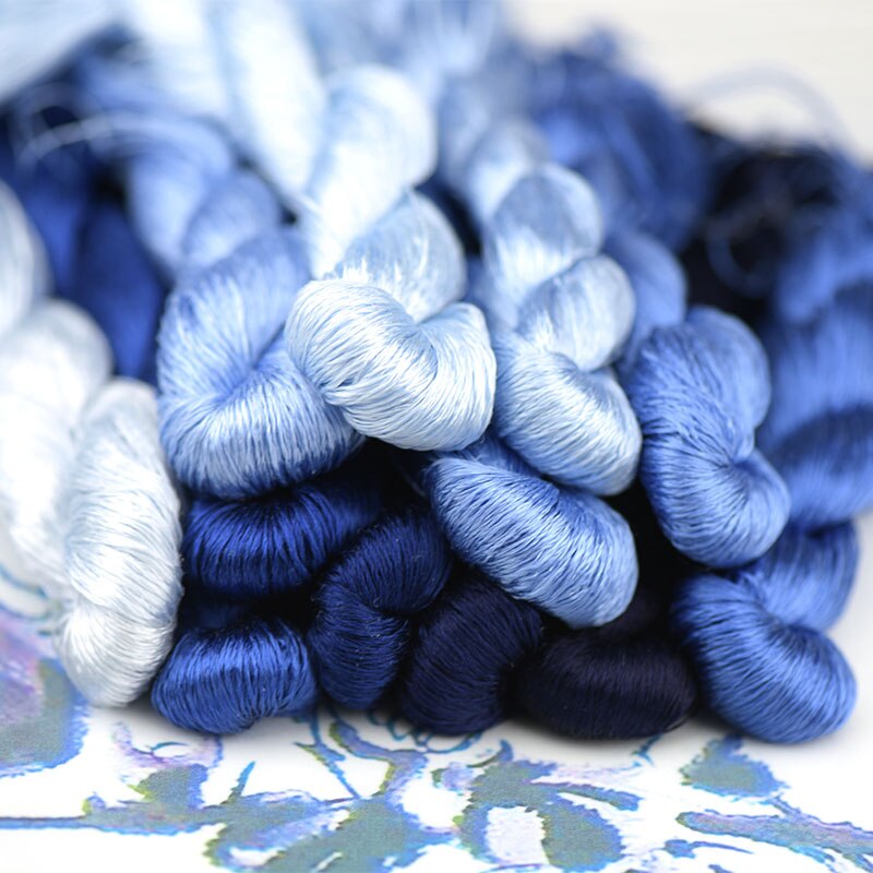 Zijde Borduurgaren/100% Zijden Draad/Hand Borduren Borduren Kruissteek/Blauw Serie/12 Pure Kleuren