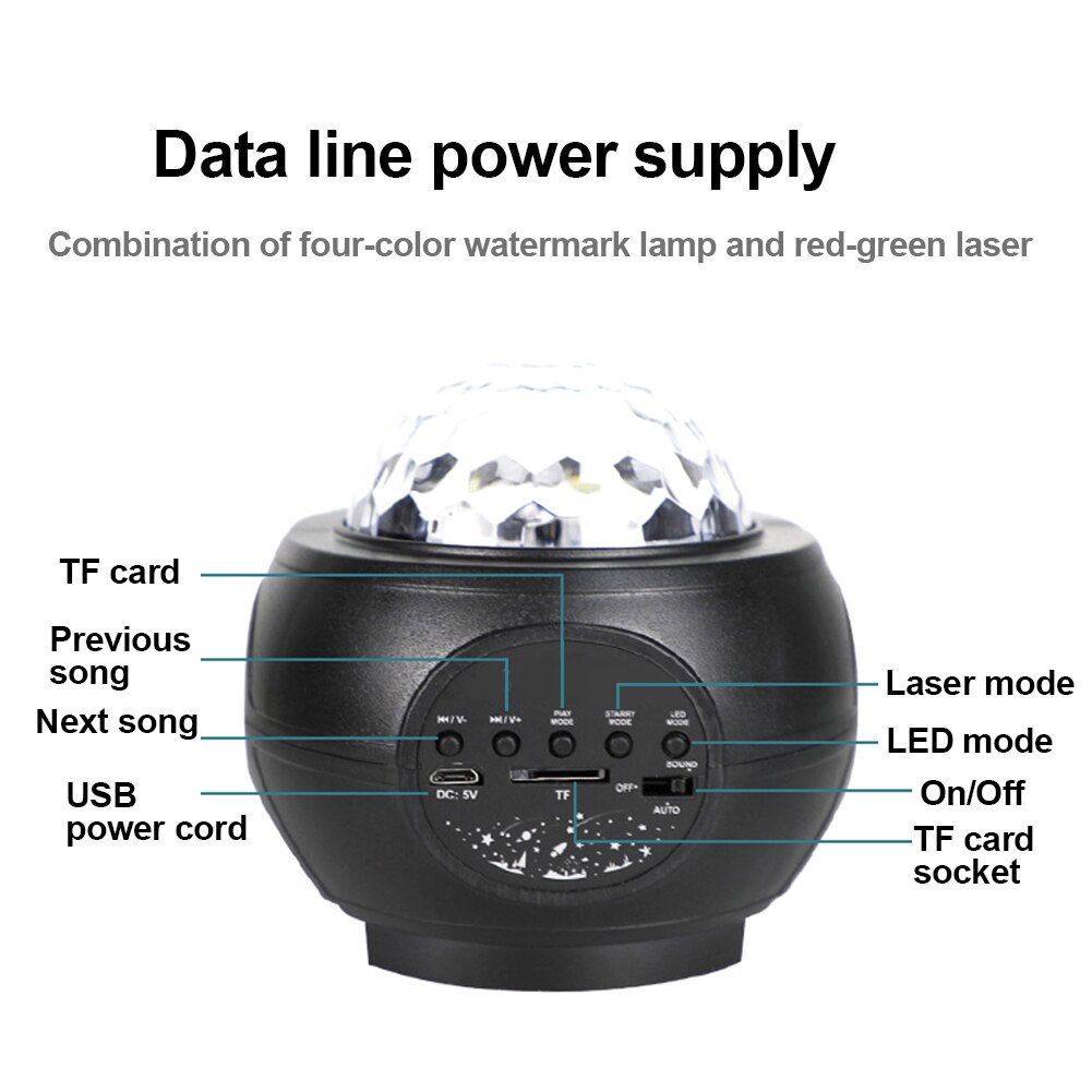 Projector Galaxy Lamp Adjustable Multiple Lighting Starry Sky Water Wave Bluetooth Voice Control LED Night Light