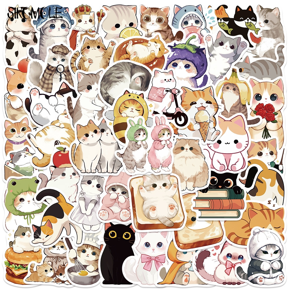 10/30/50PCS Cartoon Cute Cute Cat Stickers Animals Decals DIY Laptop Guitar Skateboard Waterproof Car Graffiti Sticker Kids