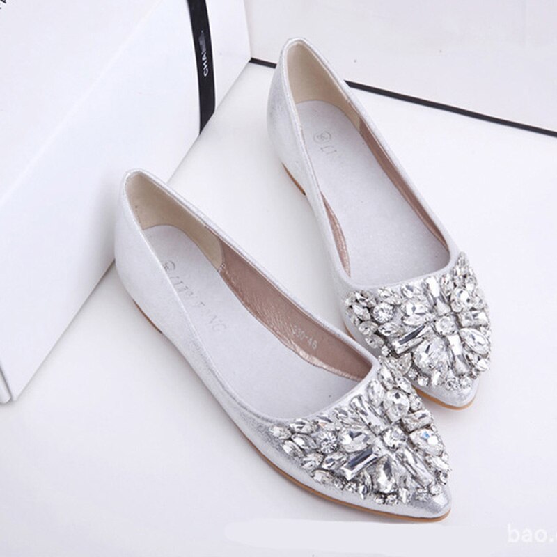 Ushine pu pink guld sølv flade skridsikre slid flade sko båd fritidssko med rhinestone damer ballet fedtstoffer sko piger kvinder