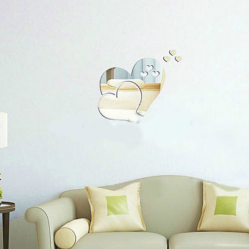 Pegatina de pared para espejo DIY, 3D pegatina de corazones, Mural de arte extraíble para habitación, decoración del hogar, espejo