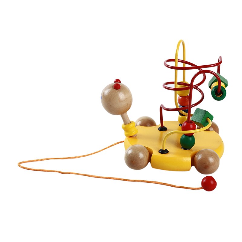 Baby Besds Toys Wooden Baby Animal Pull Car Children Toy Around Beads Maze Wire Circle Game Kids
