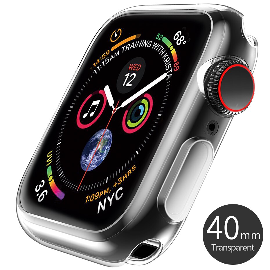 HOCO Zachte Transparante TPU Beschermhoes voor Apple Horloge 4 40mm/44mm Ultra-dunne Siliconen Case voor iWatch 4: Transparent 40MM