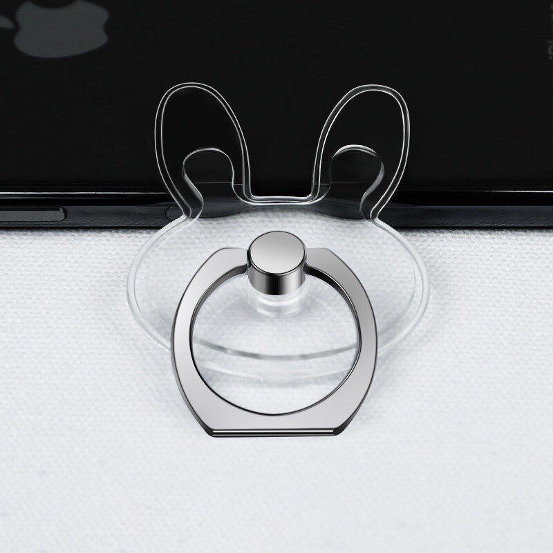 360 Universal Mobile Phone Holder Transparent Alien Animal Foldable Finger Ring Mobile Phone Grip tok Holder Stand Phone Grip: Rabbit