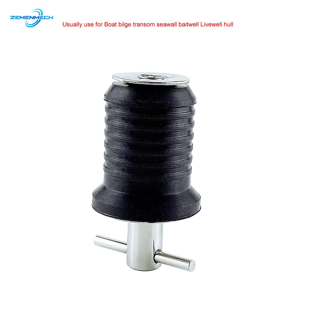 2PCS 304 Stainless Steel Handle Rubber Drain Plug T-Handle TWIST-IN Hull Livewell Bilge Transom Seawall Marine Boat Accessories