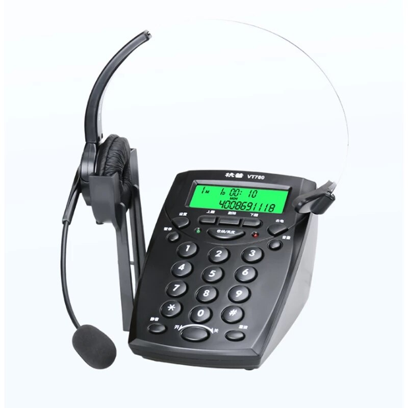 Call Center Corded Headset Operator Dedicated Telephone Landline Caller ID Auto Answer Answer The Office Phone Headset Telephone: WHITE