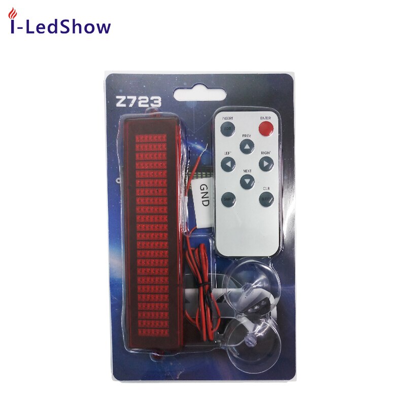 Led skylt bil 7*23 mini led fjärrkontroll enkel sugkopp bil bakruta mini lågspänning led skärm mini led