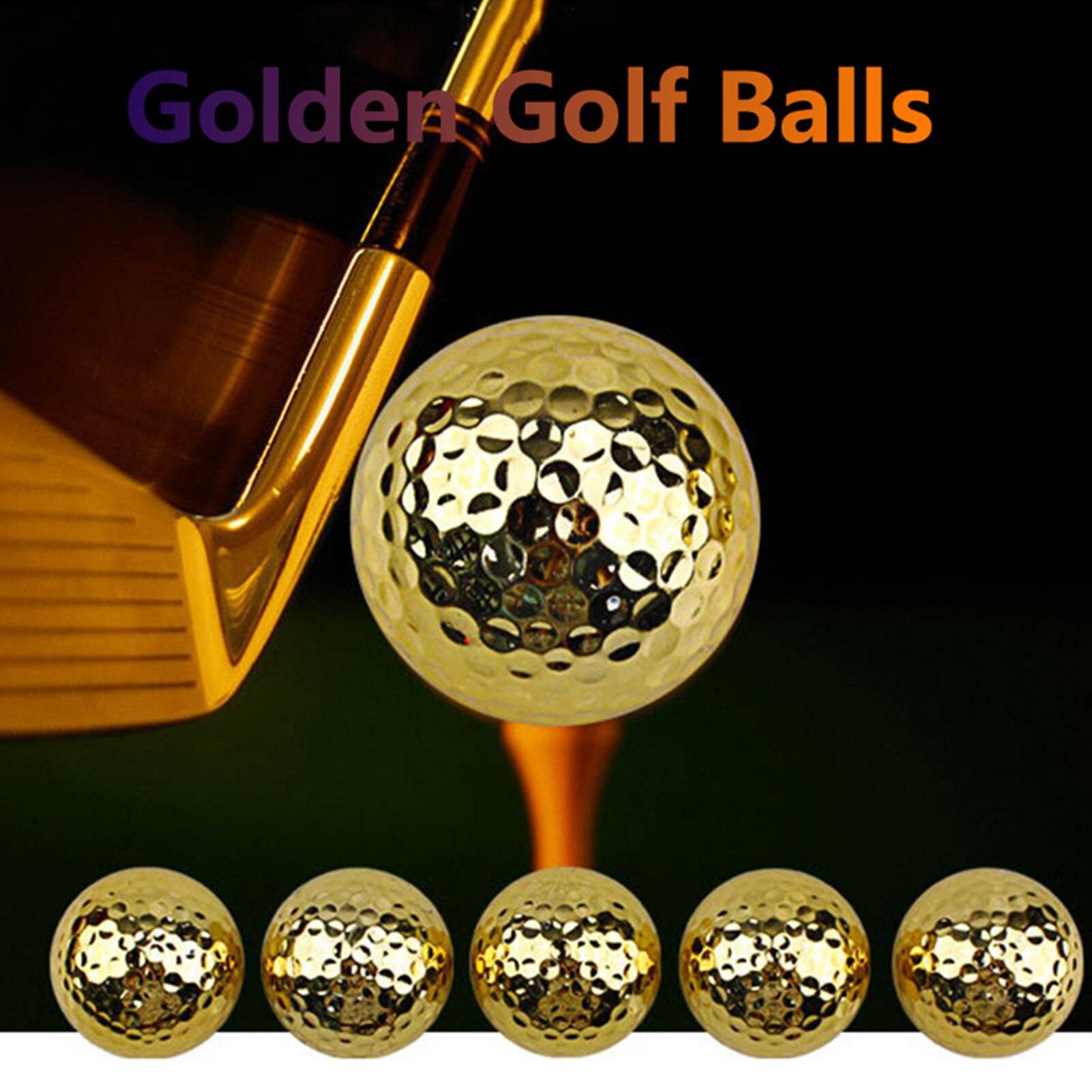 Pelota de Golf chapada en oro, accesorio de ayuda de entrenamiento para golfista