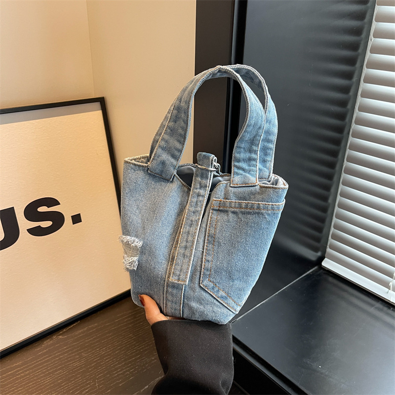 Handtas, modieuze denim handtas voor dames, trendy en veelzijdige bucket bag in westernstijl