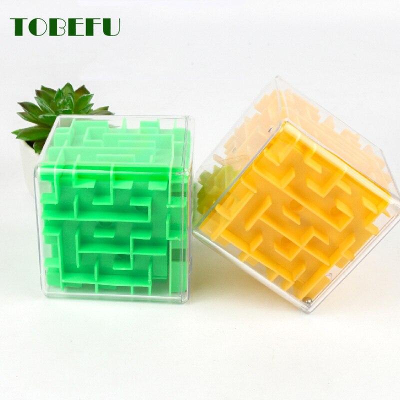 TOBEFU-laberinto 3D de seis caras para niños, cubo mágico transparente, Cubo de velocidad, juego de pelota rodante, laberinto, juguetes educativos