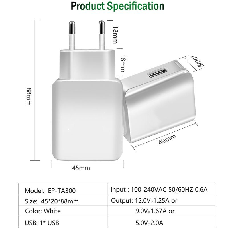For Samsung Feel 2 A51 A50 A52 A21S A12 A91 S8 S9 A71 S9 S8 S10 S20 S21 Phone charger Adaptive fast Charging EU USB Charge Cable